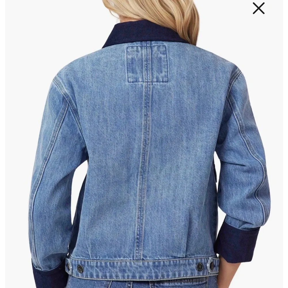 NEW🌟Scotch & Soda Chore Crop Denim Jacket with corduroy at the collar and cuffs - Picture 3 of 8